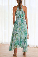 Load image into Gallery viewer, Summer Women Halter Sleeveless V Neck Printed Large Swing Maxi Dress