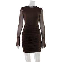 Load image into Gallery viewer, Sexy Women Wear Hollow Out Cutout Backless Mesh Stitching Lightweight Slim Fit Pinch Pleated Sheath Dress Short Dress Women