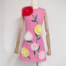 Load image into Gallery viewer, Personalized Minority Chic Short Dress Autumn Patchwork Three Dimensional Floral Design Slim Fit Slimming Dress Women