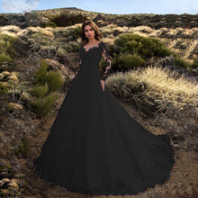 Load image into Gallery viewer, Women Clothing Dress Long Sleeve Solid Color See through Lace Bridal Wedding Dress
