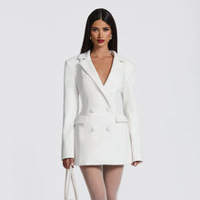 Load image into Gallery viewer, Women Clothing Autumn Solid Color Casual Slim Fit Suit Long Sleeve Bud Faux Pocket Dress