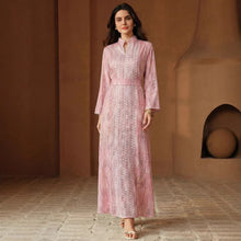 Load image into Gallery viewer, Middle East Muslim Spring Summer Applique Robe Dress with Belt