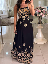 Load image into Gallery viewer, Women Elegant Graceful Spaghetti Strap Vintage Pattern Printing Dress