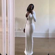 Load image into Gallery viewer, Sexy Deep V Plunge One Step Dress Solid Color Slim Fit Sexy Long Sheath Dress Women