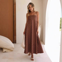 Load image into Gallery viewer, Arrival Dress Polka Dot Print High Waist Big Swing Vacation Maxi Dress