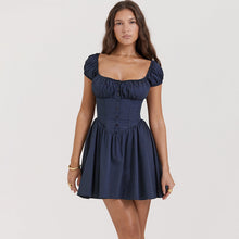 Load image into Gallery viewer, Sweet Spicy Women Dress Boning Corset Slim Fit Sexy Puff Sleeve Square Collar Dress Women