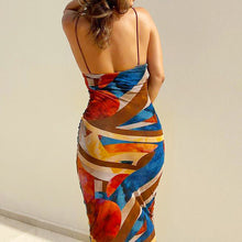 Load image into Gallery viewer, Summer Women Nightclub Sexy Abstract Printing Slip Dress