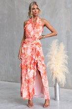 Load image into Gallery viewer, Printed Sexy V neck Backless Halter Fashionable Stringy Selvedge Dress