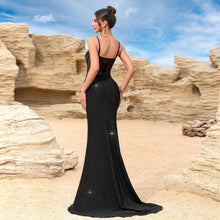 Load image into Gallery viewer, V neck Backless Chiffon Slim Fit Evening Dress Maxi Dress Elegant Cocktail Party Dress
