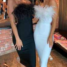 Load image into Gallery viewer, Spring Women Clothing Sexy Feather Tube Top Dress Sheath Office Tight Dress