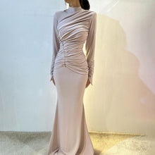 Load image into Gallery viewer, Autumn Winter Women Clothing High Waist Ruched Elegant Graceful Long Sleeved Dress Mop Dress
