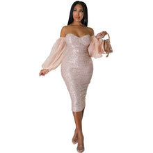 Load image into Gallery viewer, Women Clothing Sexy French Long Sleeve Dress Slim Fit Sequin Hip Tight Sexy