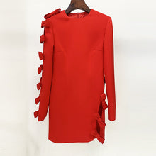 Load image into Gallery viewer, Early Autumn Star Personality Asymmetric Hollow Out Cutout Bow Dress Small Dress