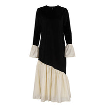 Load image into Gallery viewer, Korean Velvet Autumn French Stitching round Neck Flared Sleeves Dress Loose Maxi Dress Women Clothing