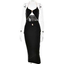 Load image into Gallery viewer, Summer Halter Cut out Dress Sexy Slim Solid Color Deep V Plunge Dress