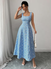 Load image into Gallery viewer, Popular Summer Vest Pullover Square Collar Jacquard Floral Swing Elegant Dress