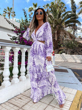 Load image into Gallery viewer, Women Wear Spring Long Printed V neck Long Sleeve Elegant Dress