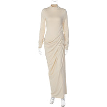 Load image into Gallery viewer, French Women Autumn Sexy Slim Fit Backless Button Solid Color Long Sleeve Dress