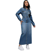 Load image into Gallery viewer, Women Clothing Women Long Sleeve Collared Button Split Maxi Dress