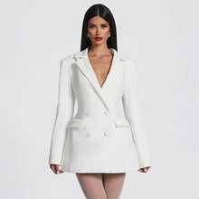 Load image into Gallery viewer, Women Clothing Autumn Solid Color Casual Slim Fit Suit Long Sleeve Bud Faux Pocket Dress