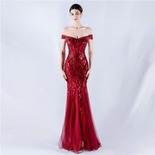 Load image into Gallery viewer, Dress Craft Beaded Mesh Sequin Evening Dress Annual Meeting Performance Host