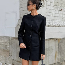 Load image into Gallery viewer, Autumn Niche Design round Neck Long Sleeve Waist Tight Slim Fit A line Dress Elegant Long Blazer for Women