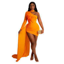 Load image into Gallery viewer, Women Wear Fall Sexy Off the Shoulder Fitted Waist Dress Women