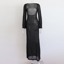Load image into Gallery viewer, Round Neck Dress Women Elegant Beach Sun Protection Dress Party Summer Long Sleeve Sexy Backless Dress