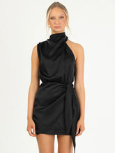Load image into Gallery viewer, Halter High Grade Satin Tied Slim Fit Socialite Dress
