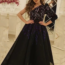 Load image into Gallery viewer, Evening Dress Cocktail Long Black Gold Annual Meeting Host Performance Dress