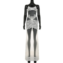 Load image into Gallery viewer, Summer Women Mesh Lace Lace Spaghetti Strap Dress See through Sexy Nightdress Vacation Maxi Dress