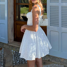 Load image into Gallery viewer, Dress Sexy V neck Lace Strap Dress Sexy White with Printed Pattern Sexy Women Clothing