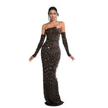 Load image into Gallery viewer, Women Wear Drilling One Line Long Maxi Dress