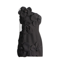 Load image into Gallery viewer, French Sexy Floral Splicing Autumn Winter Suspender Design Solid Color Dress Women