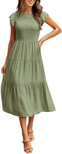 Load image into Gallery viewer, Women Clothing Popular Pinfei Flounced Sleeve Pleating Layered Short Sleeve Large Swing Dress