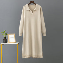 Load image into Gallery viewer, Autumn Winter Polo Collar Base Knitting Loose Solid Color Women Dress
