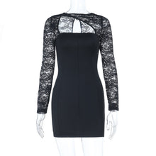 Load image into Gallery viewer, Lace Stitching Long Sleeve Slim Fit Sheath Dress Women Arrival Sexy Dress