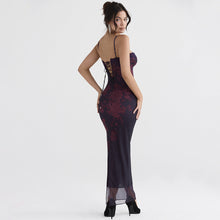 Load image into Gallery viewer, Women Clothing Printing Slip Dress Women Slim Fit Backless Sheath Fishtail Dress Long Evening Dress