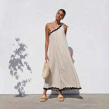 Load image into Gallery viewer, Spring Summer Oblique Shoulder Lace Vacation Long Women Dress
