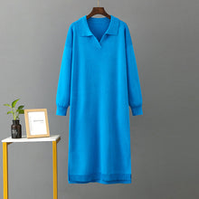 Load image into Gallery viewer, Autumn Winter Polo Collar Base Knitting Loose Solid Color Women Dress