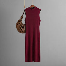 Load image into Gallery viewer, Solid Color Slim Fit Stretch Knitted Sleeveless Vest Summer All Matching Sheath Dress