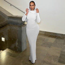 Load image into Gallery viewer, Women Clothing Summer Hooded High Elastic Long Sleeve Split Elegant Slim Dress