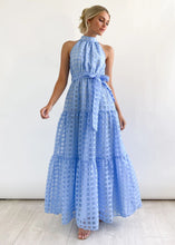 Load image into Gallery viewer, Spring Summer Stand Collar Solid Color Plaid Retro Maxi Dress Casual Dress for Women