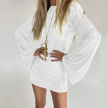 Load image into Gallery viewer, Autumn Winter Women Clothing Sequined Flare Sleeve Dress