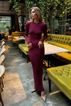 Load image into Gallery viewer, Long Sleeve Fall Winter Sweater Dress Women Knitted round Neck Sunken Stripe Solid Color Tight Dress Women