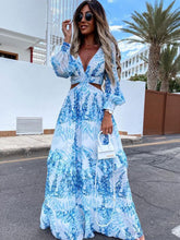 Load image into Gallery viewer, Women Wear Spring Long Printed V neck Long Sleeve Elegant Dress