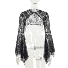Load image into Gallery viewer, Autumn Elegant Lace Batwing Sleeve Irregular Asymmetric Overhaul Waistcoat Top Women