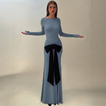 Load image into Gallery viewer, Women Clothing Summer Solid Color Pleated Waist Controlled Lace up Long Sleeve Dress Women