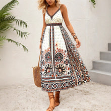 Load image into Gallery viewer, Backless Cami Dress Bohemian Ethnic Positioning Printing Vacation Casual Internet Influencer Long