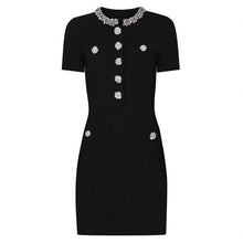 Load image into Gallery viewer, Spring Autumn Classic Knitted Net Red Popular Slim Fit Slimming Rhinestone Dress